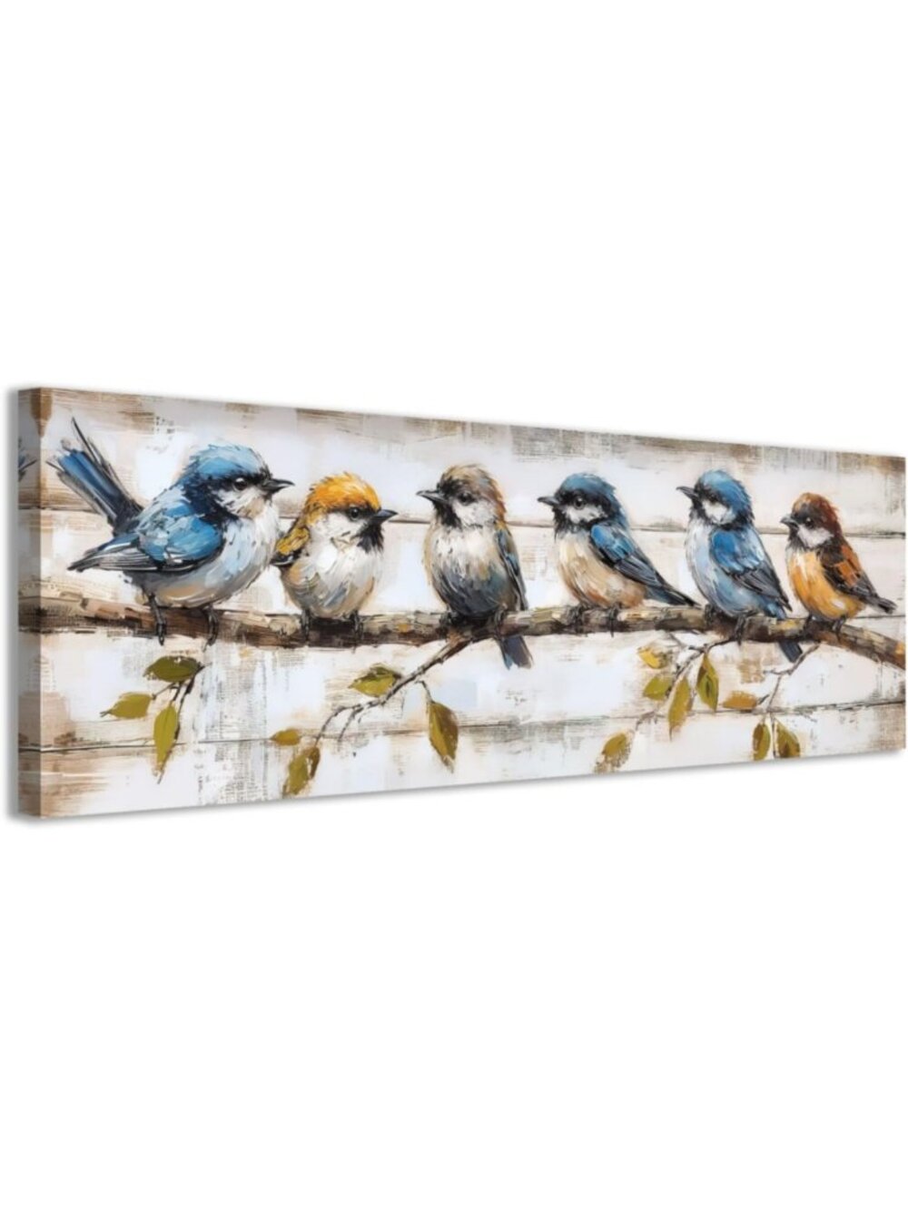 Rustic Birds on Tree Branches Canvas Wall Art - Country Farmhouse Decor